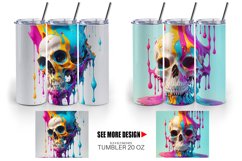 3D Skull Splash art | Tumbler Sublimation Wrap Product Image 4