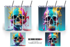 3D Skull Splash art | Tumbler Sublimation Wrap Product Image 5
