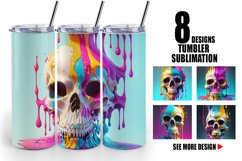 3D Skull Splash art | Tumbler Sublimation Wrap Product Image 1