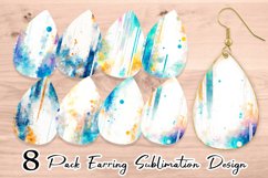 Splashed wet watercolor Earring teardrop sublimation design Product Image 1