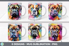 Bundle of six Watercolor Boxers Mug Wrap designs.