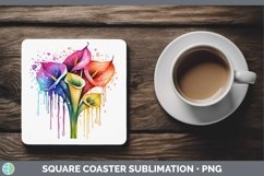 GorgeousSplat Rainbow Square Coaster design.
