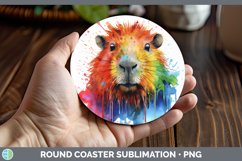 GorgeousSplat Rainbow Round Coaster design.