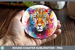 GorgeousSplat Rainbow Round Coaster design.