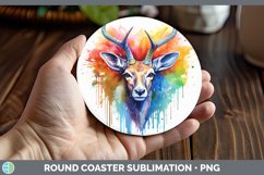 GorgeousSplat Rainbow Round Coaster design.