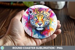GorgeousSplat Rainbow Round Coaster design.