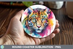 GorgeousSplat Rainbow Round Coaster design.