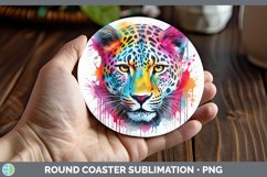 GorgeousSplat Rainbow Round Coaster design.