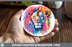 GorgeousSplat Rainbow Round Coaster design.