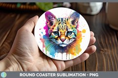GorgeousSplat Rainbow Round Coaster design.