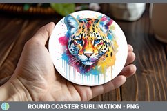 GorgeousSplat Rainbow Round Coaster design.
