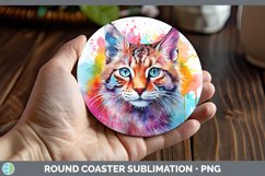 GorgeousSplat Rainbow Round Coaster design.