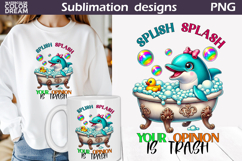 Funny Dolphin Clipart | Splish Splash Your Opinion Is Trash Product Image 1
