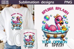 Funny Flamingo Clipart | Splish Splash Your Opinion Is Trash Product Image 1