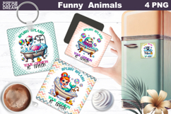 Funny Marine Animals Square Coaster | Flamingo Sea Turtle Product Image 1