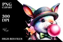 Vibrant Bunny Blowing Chewing Gum | Sublimation | Clipart Product Image 3