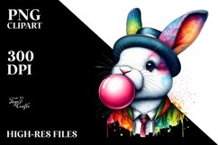 Vibrant Bunny Blowing Chewing Gum | Sublimation | Clipart Product Image 3