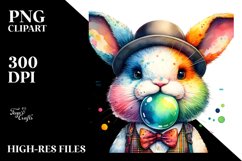 Vibrant Bunny Blowing Chewing Gum | Sublimation | Clipart Product Image 1