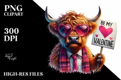 Highland Calf with Heart Shaped Sunglasses PNG Product Image 2