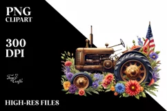 Vintage Tractor with Flowers and USA Flag Product Image 3