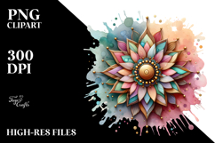 Abstract Pastel Wooden Stained Sunflower, PNG Product Image 2