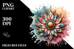 Abstract Pastel Wooden Stained Sunflower, PNG Product Image 2
