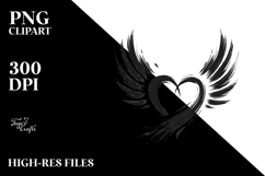 Simple Paintbrush Heart with Wings PNG Product Image 2