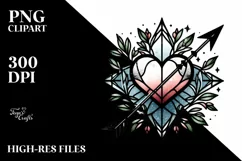 Stained Heart with Arrow, PNG Product Image 2