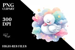 Colorful Baby Swan Sleeping with Stars and Clouds Product Image 3