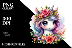 Vibrant Unicorn with Floral Wreath PNG Product Image 2