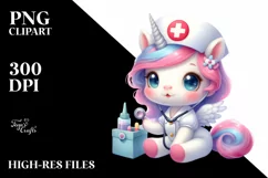 Cute Baby Unicorn Nurse Clipart Product Image 1