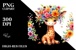Vibrant Giraffe Flower Crown Clipart Product Image 2