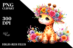 Vibrant Giraffe Flower Crown Clipart Product Image 2