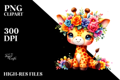 Vibrant Giraffe Flower Crown Clipart Product Image 2