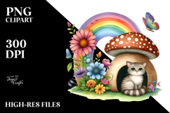 Watercolor Cat House Illustration Product Image 2