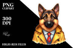 German Shepherd Tie Raincoat Clipart Product Image 2