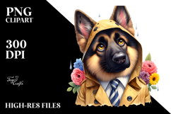 German Shepherd Tie Raincoat Clipart Product Image 2