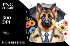 German Shepherd Tie Raincoat Clipart Product Image 2