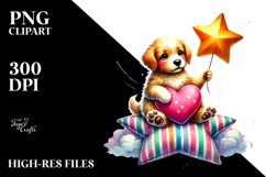 Colorful Dog Sitting on Star PNG Product Image 2