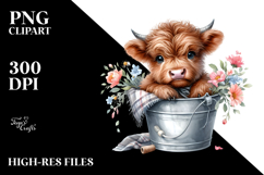 Cute Baby Cow from Bucket, Transparent PNG Product Image 2