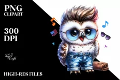 Excited Baby Owl Sitting, Transparent PNG Product Image 3