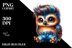 Excited Baby Owl Sitting, Transparent PNG Product Image 2