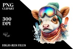 Playful Baby Cow with Skier&#039;s Goggles, High-Res PNG Product Image 3