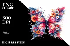 Vibrant Butterfly made of Flowers | Sublimation | Clipart Product Image 3