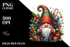 Detailed Vibrant Christmas Gnome, White Background Product Image 2