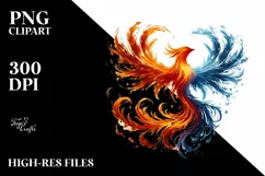 Simple Pheonix Bird in Fire and Ice, Transparent PNG Product Image 2