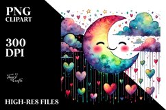 Colorful Moon with Hearts, Transparent PNG Product Image 2