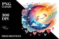 Smiling Moon with Hearts, PNG Product Image 2