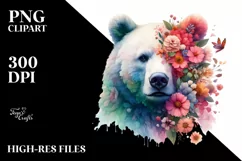 Vibrant Bear made of Flowers | Sublimation | Clipart Product Image 3