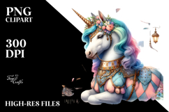 Colorful Unicorn in Medieval Festival PNG Product Image 2